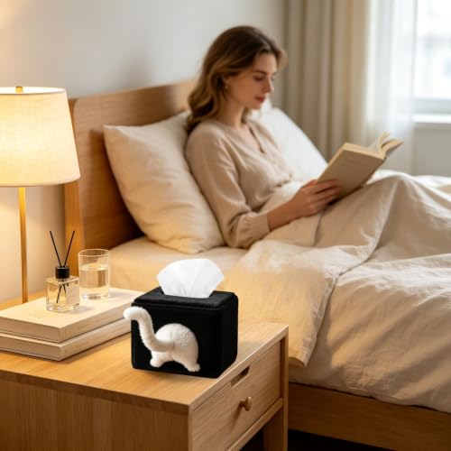 Tissue Box Cover Square, 3D Plush Fun Shape Skin-Friendly Flannel Flannel Top Opening Tissue Box Cover,Multi-Scenario Adaptation Lightweight Dustproof Tissue Holder for Bathroom Bedroom Living Room - image 5
