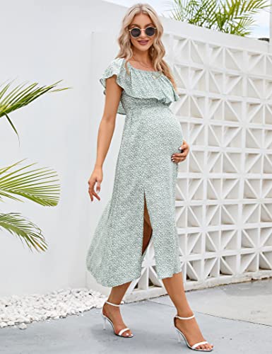 Image of Maternity Dress Women's Off Shoulder Split A Line Casual Maxi Dress Photography Dress for Babyshower