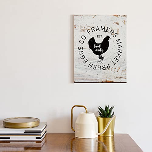 Country Farmhouse Wall Art Canvas-Farmer's Market Fresh Eggs Co Retro Style Canvas Prints Framed Wall Art For Home Bedroom Kitchen Dining Room Wall Décor #TOP2