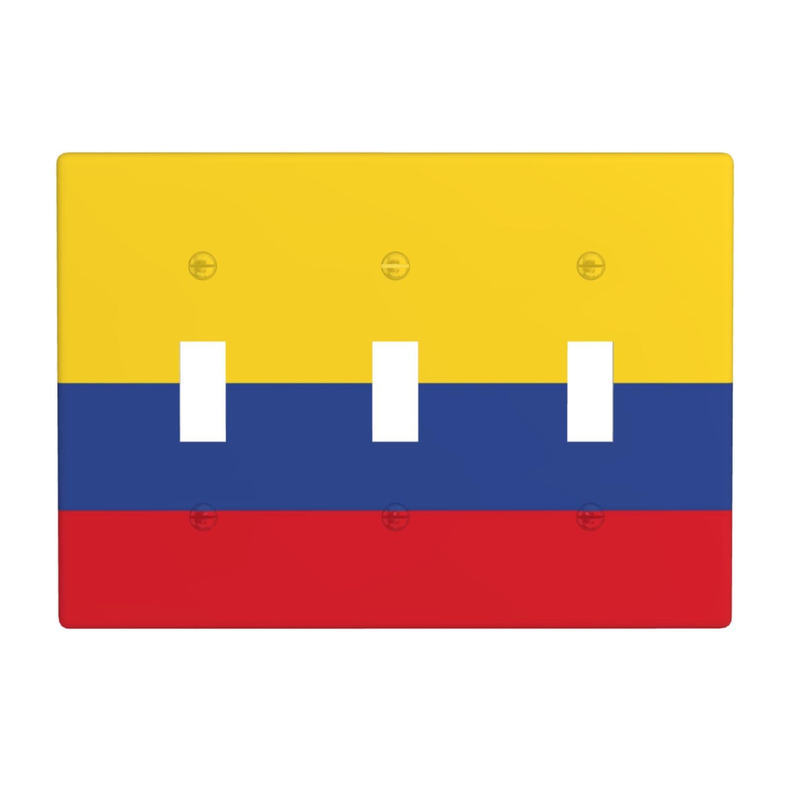 Flag of Colombia 3 Gang Switch Plate Cover-Unbreakable Polycarbonate Wall Plate, Heat Resistant Toggle Switch Decor for Home