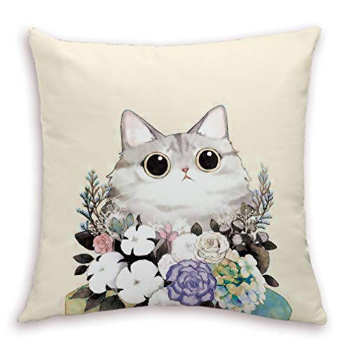 Nunbee Housse de Coussin Modèle Animal Matériel de Velours Super Doux Decoration canapé scandinave Deco Throw Deco Coussin taie, Chat 45*45cm Cover
