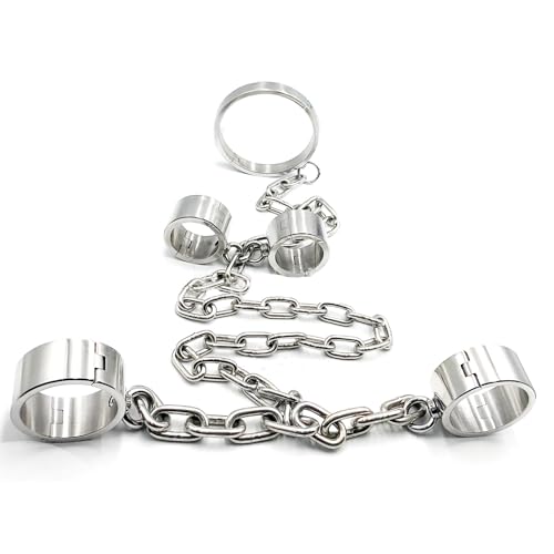 Menottes SM métalliques et collier acier pour éliminer toute frustration au lit