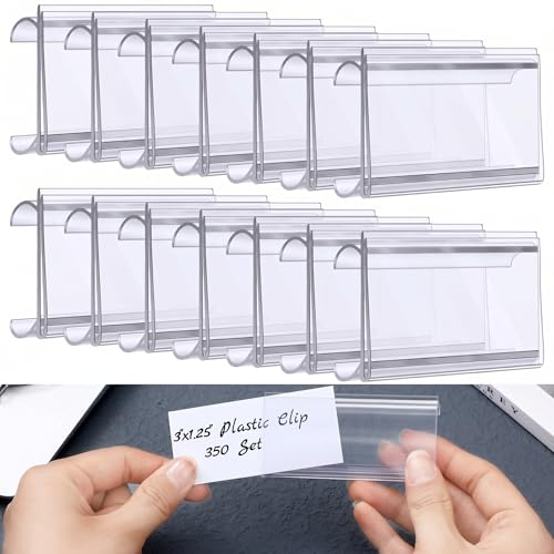 Kathfly 350 Pcs Plastic Wire Shelf Label Holder Clips Compatible with Metro