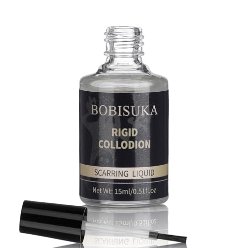 BOBISUKA Rigid Collodion with Brush 15ml for Scar Makeup Scarring Liquid for Special Effects Professional Realistic SFX Kit for Halloween Makeup Cosplay Costume Theater Film & Stage