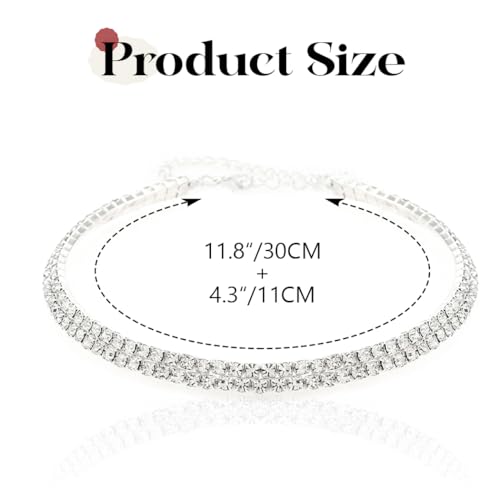 Handcess Strass Choker Halskette Silber Glitzernde Kristall Geschichtete Halsketten Braut Halskette Schmuck für Frauen