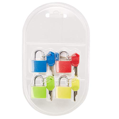 Mini Padlock Luggage Locks with Keys (4 Pack)