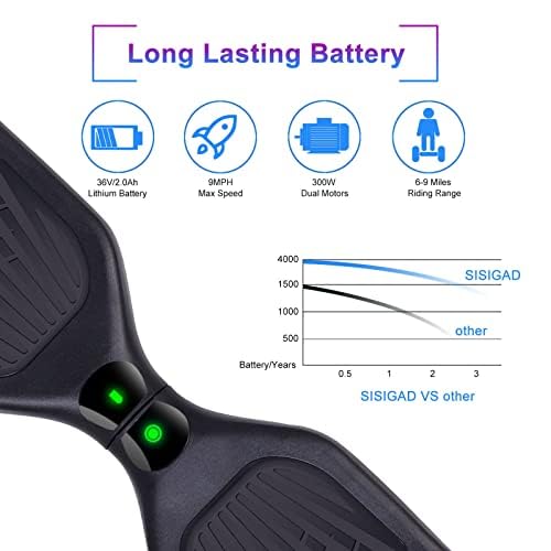 Image of SISIGAD Scooters for Kids Ages 7-12, with Built-in Bluetooth Speaker and 6.5 inch Colorful Lights Wheels, Safety Certified Self Balancing Scooter