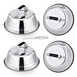 6.5In Cheese Melting Dome, HaSteeL Stainless Steel Small Round Basting Steaming Cover, Heavy Duty Griddle Grill Accessories for Kitchen Cooking Flat Top BBQ Indoor & Outdoor, Dishwasher Safe - 4 Packs