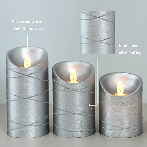 Flavcharm Silver Candles Led Flickering Flameless Candles Battery Operated With Remote Set Of 3 Real Wax Votive Candles Birthday Pillar Candles Decor Gift Set For Home Decor Wedding Decorations #TOP1