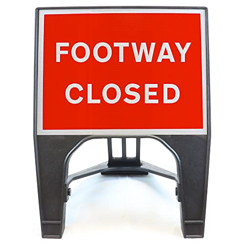 Footway Closed 600x450mm Road Sign - Plastic Temporary Road Street Traffic Safety Sign for Road and Street Works - Freestanding with Reflective Sign Face