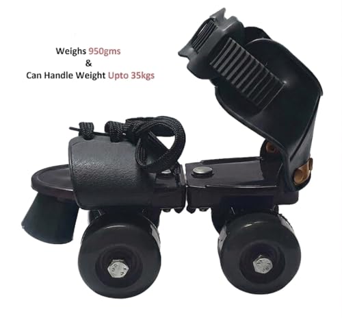 Image of KAVANA Adjustable Inline Roller Skates for Kids Girls Age 4-12 | Beginner-Friendly Skating Shoes with Front Brake & Polyurethane Wheels | Skates for Boys & Girls 4+ Years (Black, Size 5-12 UK)