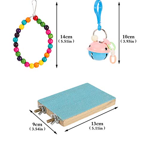 Inscape Data 8 Pack Bird Toys, Parrots Swing Chewing Hanging Toys Bird Perch Stand Toy Birds Cage Toys for Small Birds, Parakeets, Cockatiels, Budgie, Conures, Love Birds, Finches - Thumbnail 3
