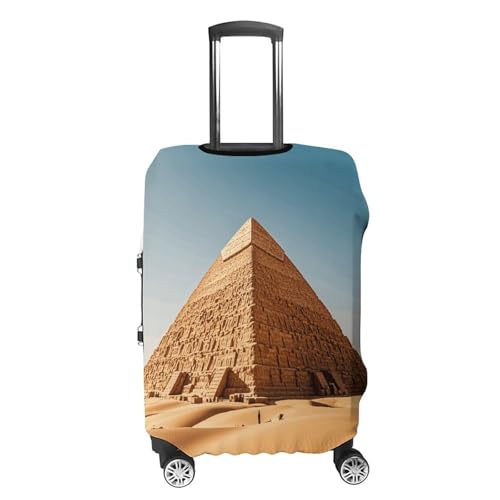 Egyptian Pyramid in Desert Luggage Cover, Washable Elastic Suitcase Cover Protector Fit 18-32 Inch Luggage4