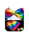 YOHOWA Rainbow Bow Tie for Men Pride Striped Clip on Bow Tie Silk Pre-Tied Bowtie Handkerchief Cufflinks Set Formal Wedding Party Prom