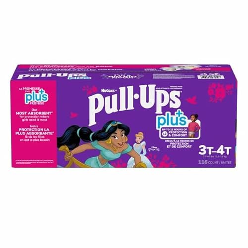 Huggies Pull-Ups Girls' Potty Training Pants, Size 3T-4T Training Underwear (32-40 lbs), 116 Count Packaging May Vary Exclusive Princes Designs