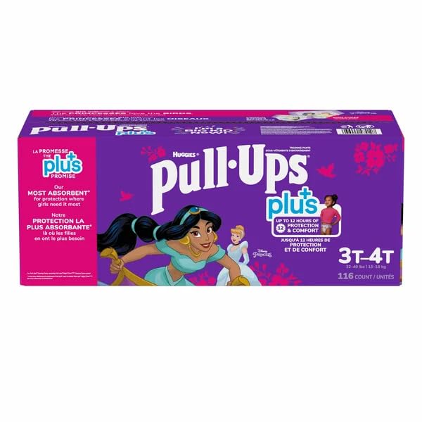 Huggies Pull-Ups Girls' Potty Disposable Training Pants, Size 3T-4T (32-40 lbs), 116 Count, Exclusive Princes Designs