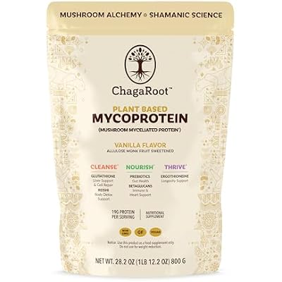 Mycoprotein Mushroom Protein Powder, Vanilla - 19g of Vegan Protein, Plant Based, Superfood, Master Blend of Chaga, Reishi, Turkey Tail, Shiitake, Lions Mane, Coffee, Smoothies (1.76 lb)