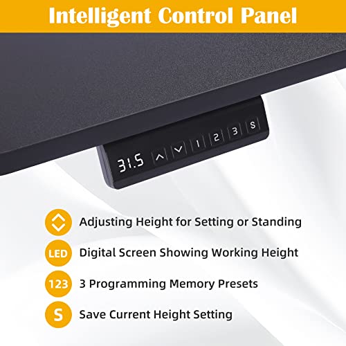 Sohoteco Electric Standing Desk,48X24 Super Stable Stand Up Desk Height Adjustable With Memory Controller,Sit Stand Desk With Cable Management Tray For Home Office,Solid Board& Steel Frame Black #TOP6