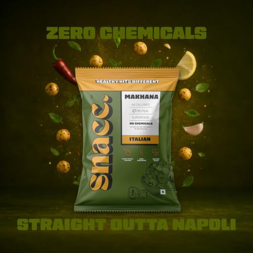 Image of Snacc Roasted Makhana | Superfood Snack | No Preservatives | Real Dehydrated Veggies| (Italian, 18g x 6 (108g))