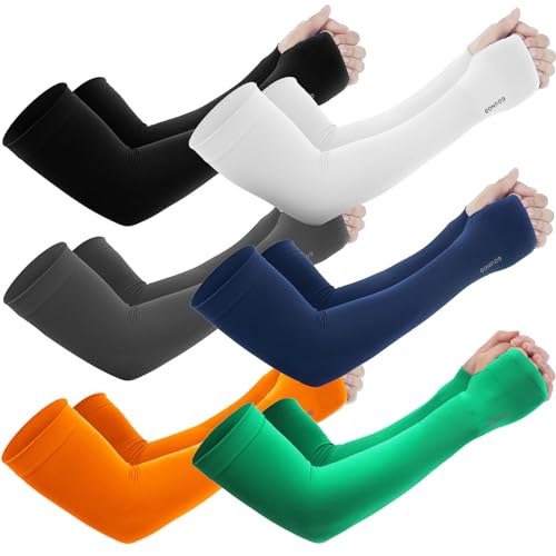 GOUNOD Mangas de jardinería para cubrir los brazos de las mujeres con agujeros para el pulgar, protección solar, protección solar SPF refrigeración, conducción, bloqueo UV, 6 pares: mix1, Standard