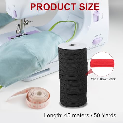 Cordon élastique plat résistant 10mm pour ajustement de vêtements noirs - 3