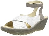 Correa de tobillo Fly London Yivi308fly, Sandalia Mujer, Blanquecino, Plateado y Gris, 35 EU