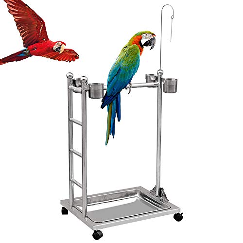 Rungao Soporte para loro de acero inoxidable con plataforma para pájaros, parque...
