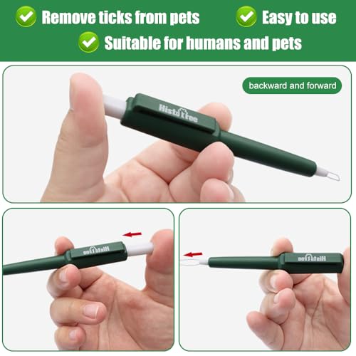 HIULLEN Zeckenschlinge, 2 Stück Zeckenzange Mensch, Effektiver Zeckenentferner, Zeckenhaken & Zeckenpinzette in Einem, Zeckenentfernungsstift für Hunde Katze Idealer Tick Remover für Zecken Jeder Größ