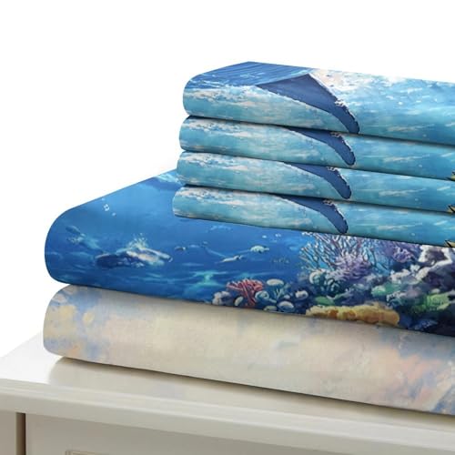 Parure de lit 140x200 ocean housse de couette microfibre fermeture eclair