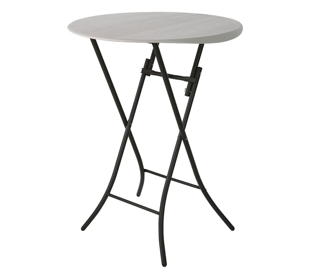Lifetime 92120 - Mesa Plegable Redonda Alta | Mesa Redonda jardín, terraza, Patio, balcón | Medidas Ø84cm, Altura 110cm | Mesa Redonda Exterior Eventos, Mesa Catering Plegable | Muebles Lifetime