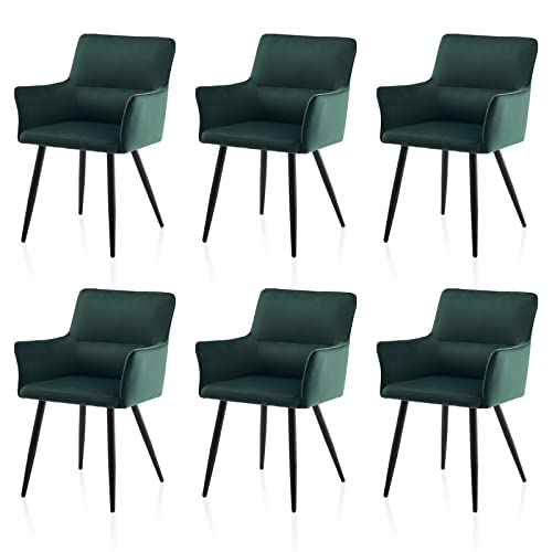 Tukailai Juego De 6 Sillas De Comedor De Ocio, Sillones Tapizados De Terciopelo, Sillones De Cocina Con Reposabrazos, Asiento Tapizado, Respaldo, Patas De Metal, Verde Tukailai Juego De 6 Sillas De Comedor De Ocio, Sillones Tapizados De Terciopelo, Sillones De Cocina Con Reposabrazos, Asiento Tapizado, Respaldo, Patas De Metal, Verde