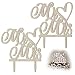 Grasslandy 2 Pezzi Cake Topper Cuori di Legno Cake Topper Decorazione Legno Colore Cake Topper Decorazione in Legno Mr&Mrs Sposa Cuori Decorazione per Torta per la Festa di Anniversario di Matrimonio