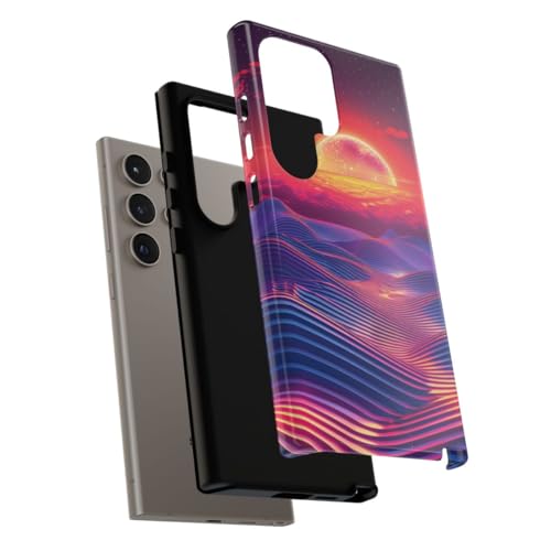 Coque Samsung S24 Ultra éviter rayures Vivid Sunset Waves rigide bleue - 4