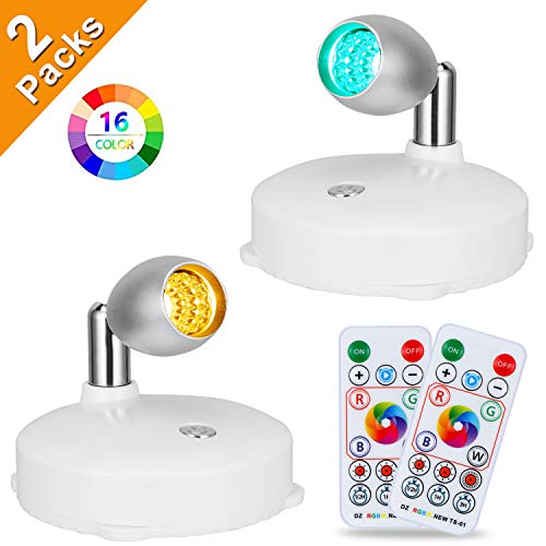 RGB LED Wireless Spotlight, Battery Operated Indoor Mini Accent Lights, Dimmable Art Lights