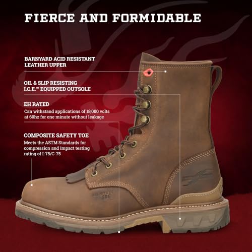 PHANTOM RIDER Men's Dailor 8” Wide Square Composite Toe Lacer Work Boots with Dual-Density Comfort Footbed & Oil- and Slip-Resistant Outsole3