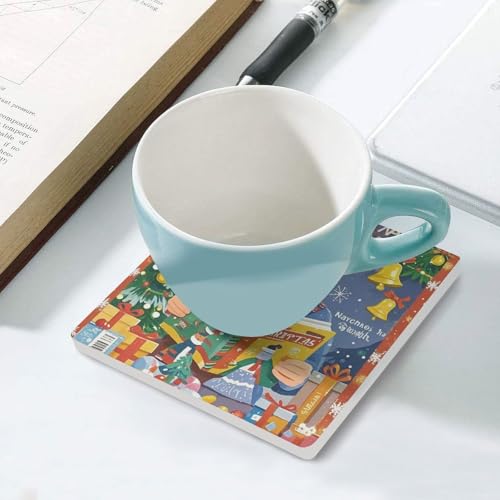 Dessous de verre carrés en céramique Noël x6 pour table