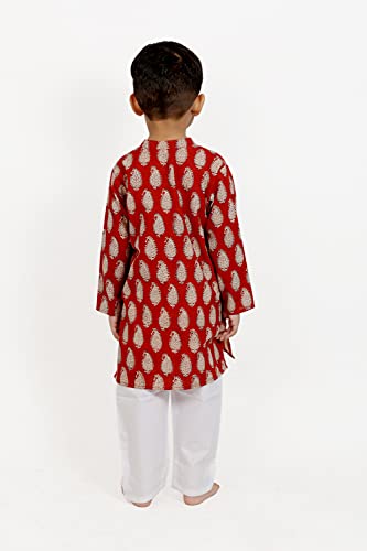 Image of Baby Boys Ethnic Wear | Handloom Cotton Kurta Pajama Set for Festivals | Comfortable & Stylish Traditional Kids Kurta Pyjama Set