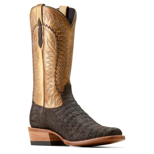 ARIAT Brushed Chocolate Caiman Belly/Washed Gold Futurity Finalist Men's Cowboy Boots 10050982, Brown, 12EE