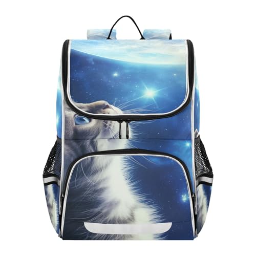 Mochila escolar de gato para ordenador portátil bolso infantil reflectante de viaje