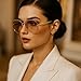 laureles Fashion Oversized Pilot Sunglasses Women Gold Champagne Lenses Metal Frame Eyewear Shades Female (C1)