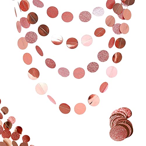 4 Pièces Guirlandes Rondes en Papier Cercle Bannière Guirlande Guirlandes de Papier à Paillettes Rond pour Bébé Mariage Anniversaire Fête Noël (Or Rose)