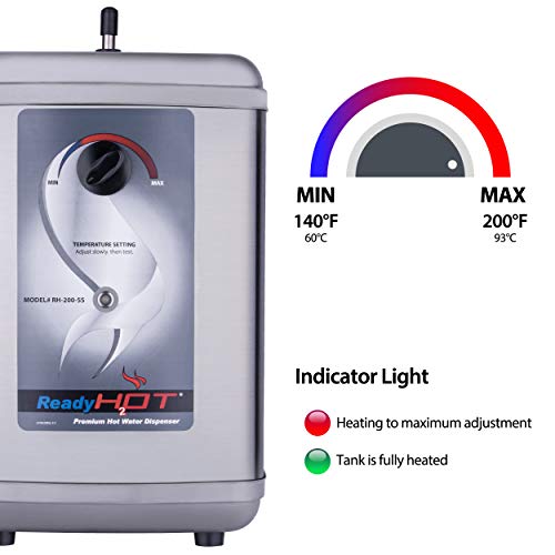 Ready Hot 41-Rh-200-F570-Ch Instant Hot Water Dispenser System, 2.5 Quarts, Manual Dial Single Lever Hot Water Faucet Polished Chrome #TOP2