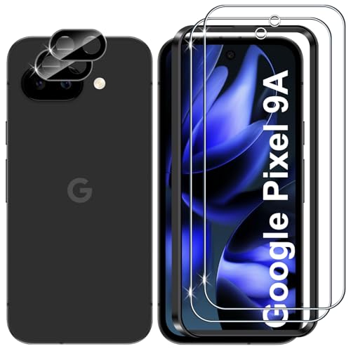 Lutree für Google Pixel 9a für Panzerglas Schutzfolie, 2+2 Stück Schutzglas + Kameraschutz Folie (Schwarz), 9H HD Displayschutz, Anti- Kratzer Displayfolie