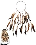 accessori etnici online Questa fascia in stile bohémien è realizzata con soffici piume di alta qualità, perline di legno naturale e finta pelle scamosciata finemente intrecciata. Il suo design chic ti renderà più glamour e accattivante.