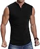 KUYIGO Men's Fashion Slim Sleeveless Henley Shirt Muscle Tank Top XL Black #2
