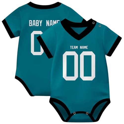 Image of KREDE Baby Clothes Unisex Bodysuit Jersey Style Custom Name Number for Baby Boys