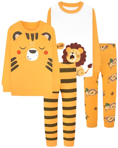 Boys Tiger Pajamas Set 100% Cotton Pjs Size 10 9 Age 8-10 Years Old