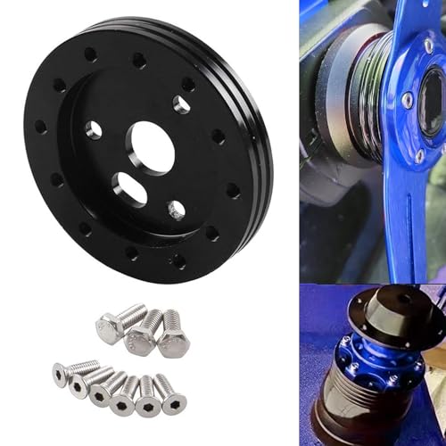 Steering Wheel Pad, 6 Holes to 3 Holes Tuning Steering Wheel Base Connector, Alloy Steering Wheel Quick Release Adapter, Universal Car Steering Wheel Base Conversion Gasket (Black)