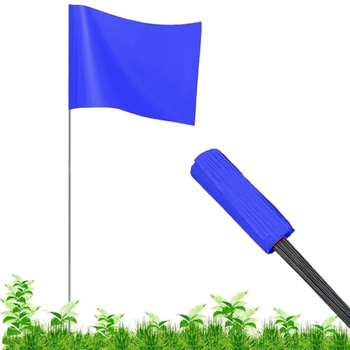 100Pack Blue Marking Flags, JIZHGRAD 16x4x5 Inch Marker Flags Use for Yard & Lawn, Boundary & Dog Training, Survey & Landscape, Sprinkler & Surveyor, Garden & Construction, High Visibility, Sturdy, Versatile, UV & Weather Resistant