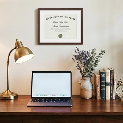 Image of upsimples Diploma Frame with 8.5x11, 11x14 Degree frames, Brown 1 Pack | Showcases Diploma, Certificate and Document, Wall or Tabletop Decor for Dorm or Office, Graduation Gift
